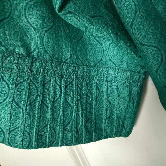 Anokhi silk blouse, teal, extra-small, but fits larger. - Picture 5 of 7